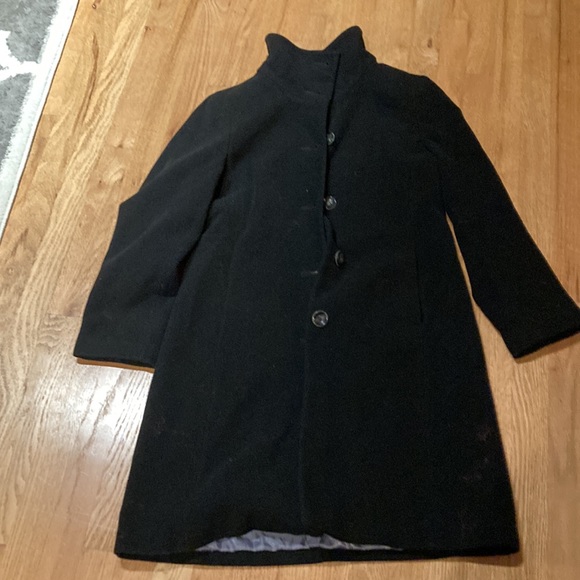 Calvin Klein Size 8 Women's Black Wool Blend Knee Length Coat - Picture 2 of 11